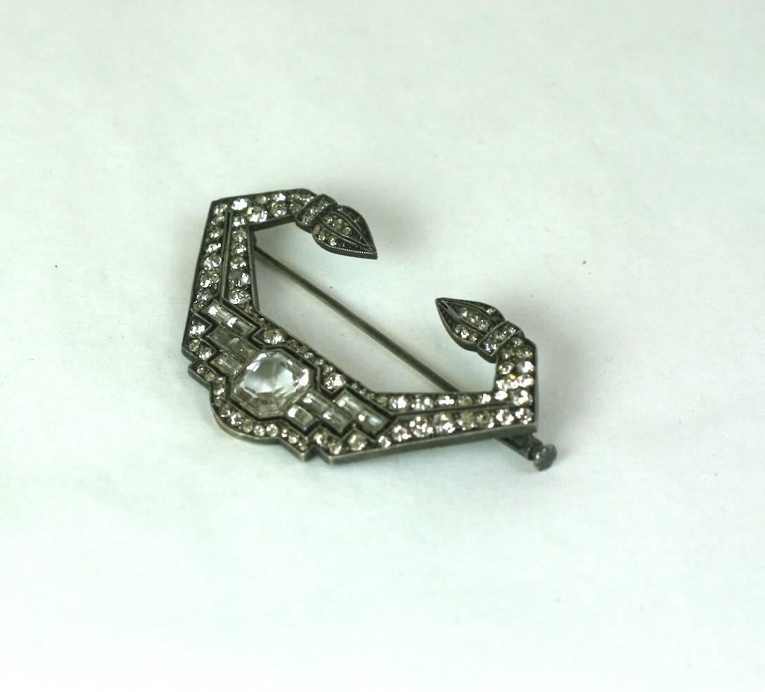 French Art Deco Paste Brooch In Excellent Condition In New York, NY