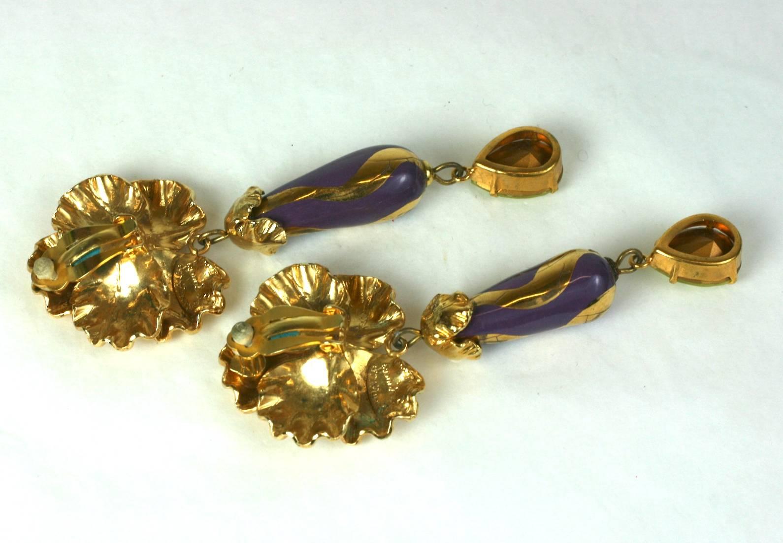 Yves Saint Laurent Rive Gauche Long Earrings In Excellent Condition For Sale In New York, NY