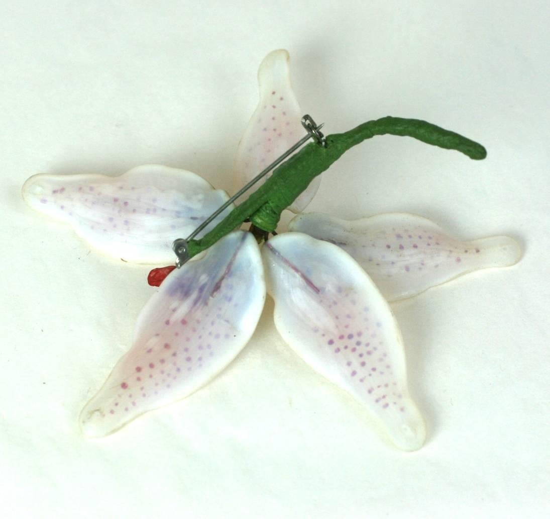 Women's Rare Specimen Glass Lily Brooch, Early 20th Century