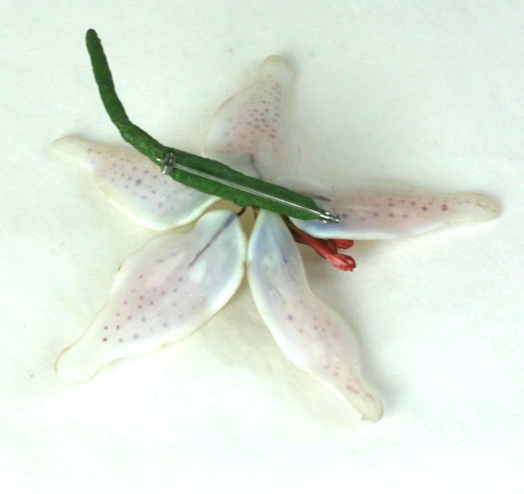 Rare Specimen Glass Lily Brooch, Early 20th Century 1