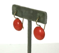 Victorian Coral Tablet Earrings