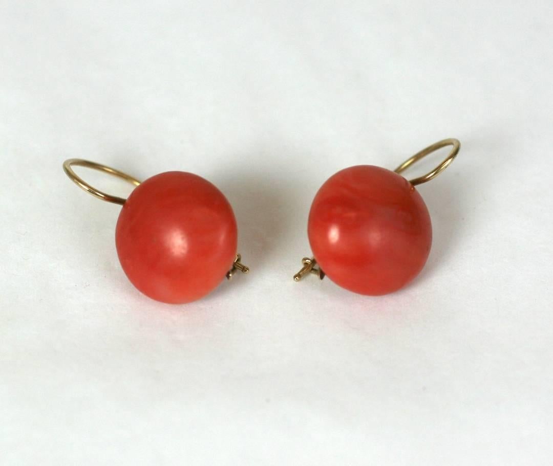 Victorian Coral Tablet Earrings In Excellent Condition For Sale In New York, NY