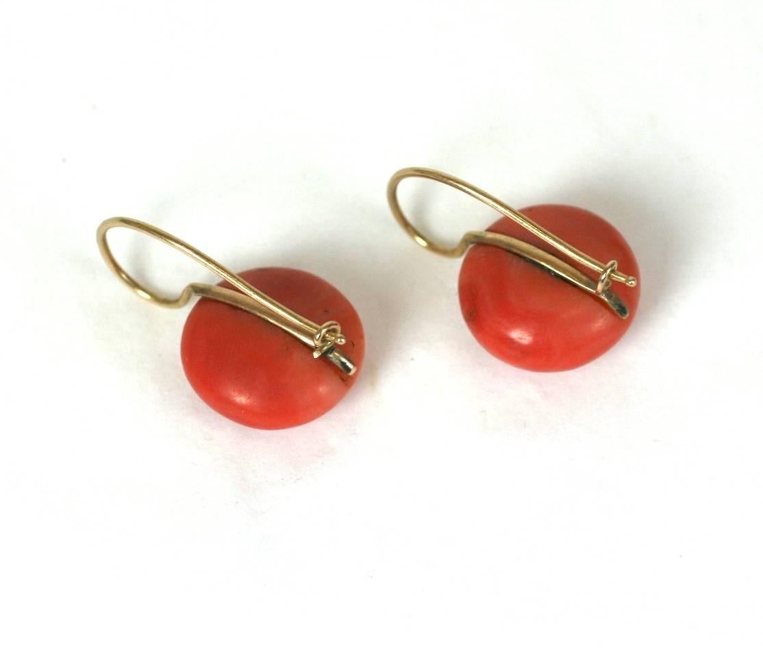 Victorian Coral Tablet Earrings For Sale 1