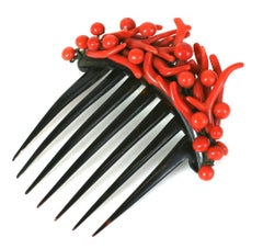Ornate Victorian Coral Branch Comb