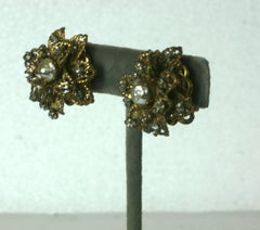 Miriam Haskell Layered Filigree Flower Earrings