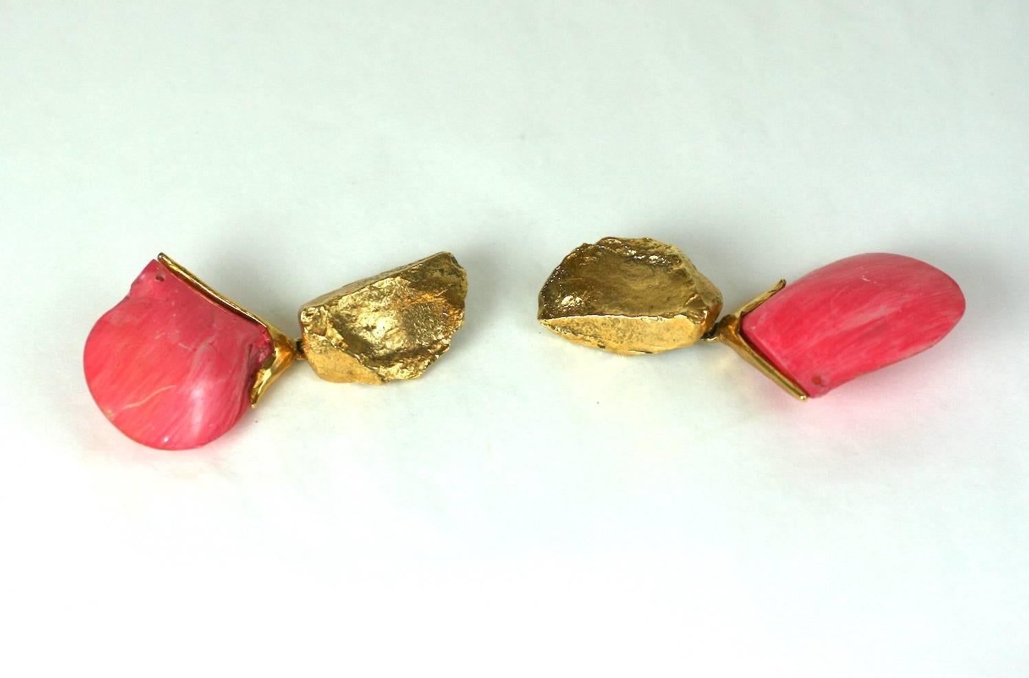 Yves Saint Laurent Sea Shell Earclips In Excellent Condition For Sale In New York, NY