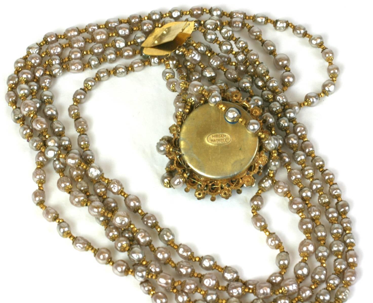 Miriam Haskell Elaborate Multi Strand Necklace In Excellent Condition For Sale In New York, NY