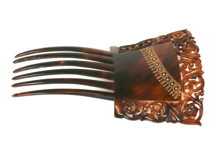 Lovely Tortoise Pique Comb Victorian For Sale at 1stDibs