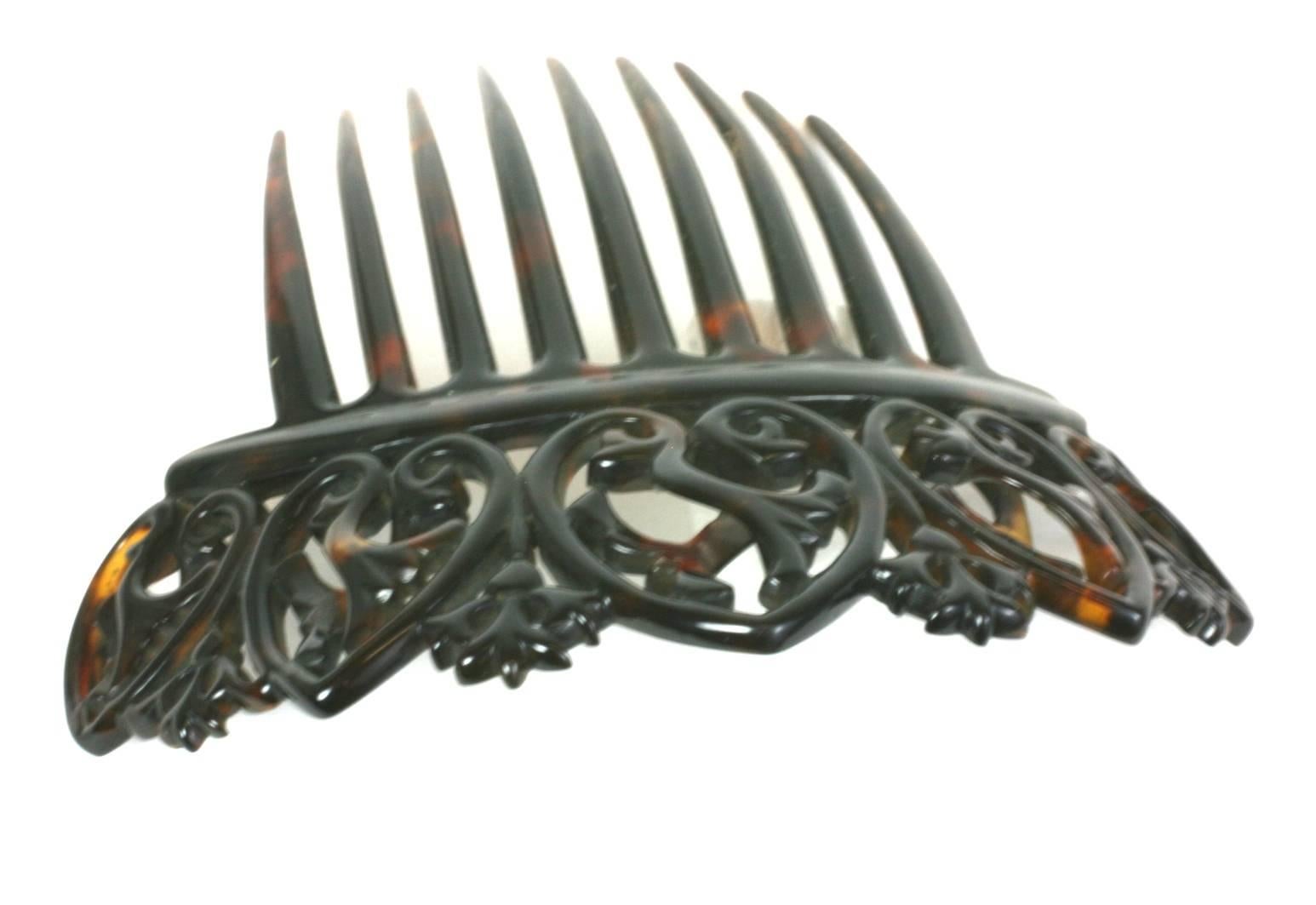 Black Elaborate Victorian Tortoise shell Comb For Sale