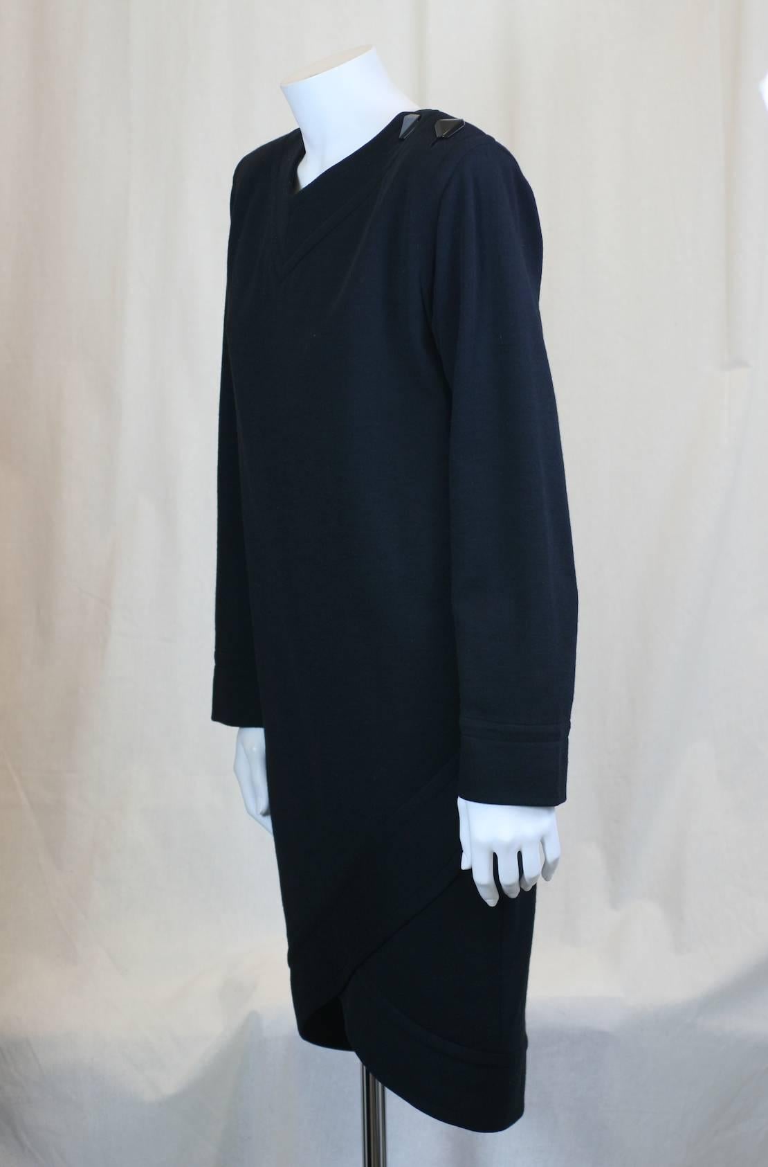 Yves Saint Laurent Vestido cruzado de jersey Negro en venta