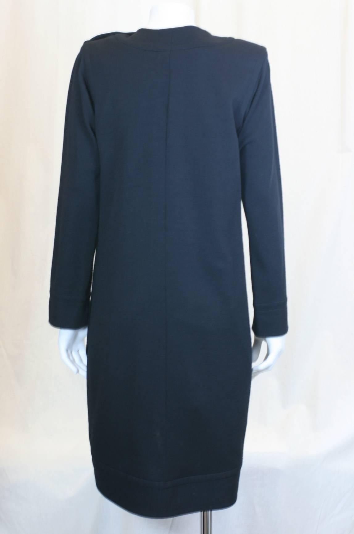 Black Yves Saint Laurent Jersey Faux Wrap Dress For Sale