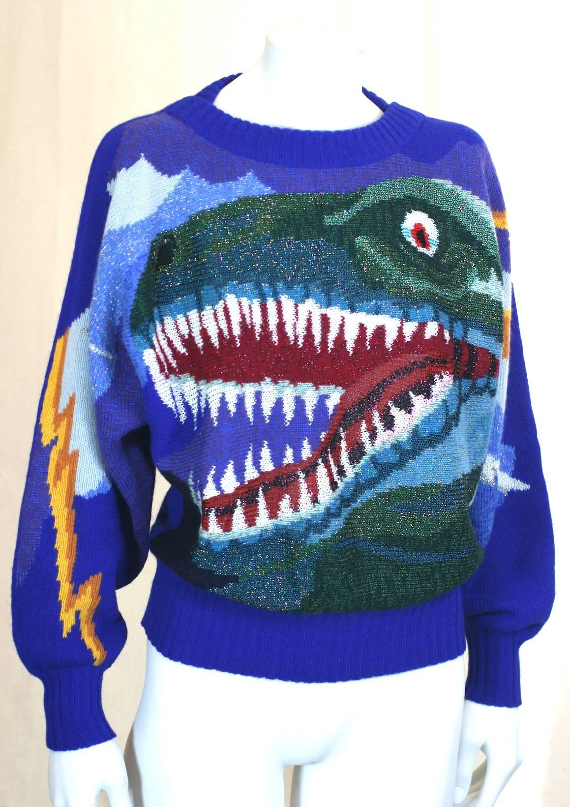 Purple Krizia Collectible Dinosaur Sweater For Sale