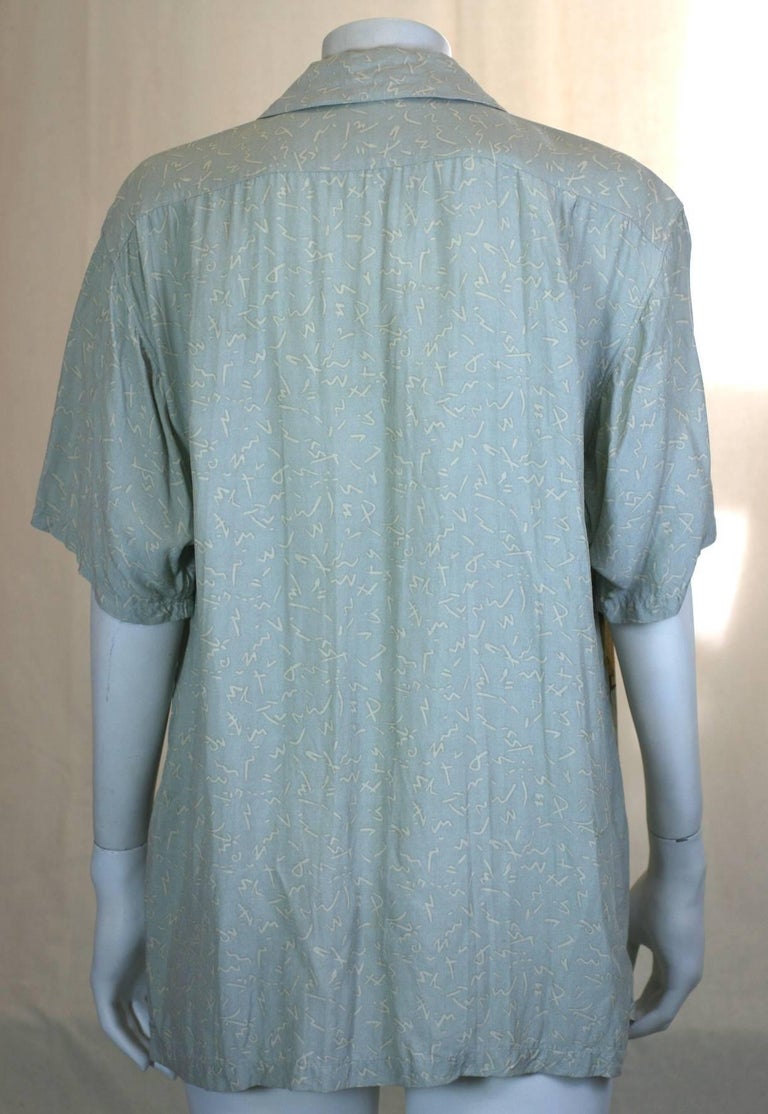 Takeo Kikuchi for Charivari Men's Rayon Print Jazz Band Camp Shirt For