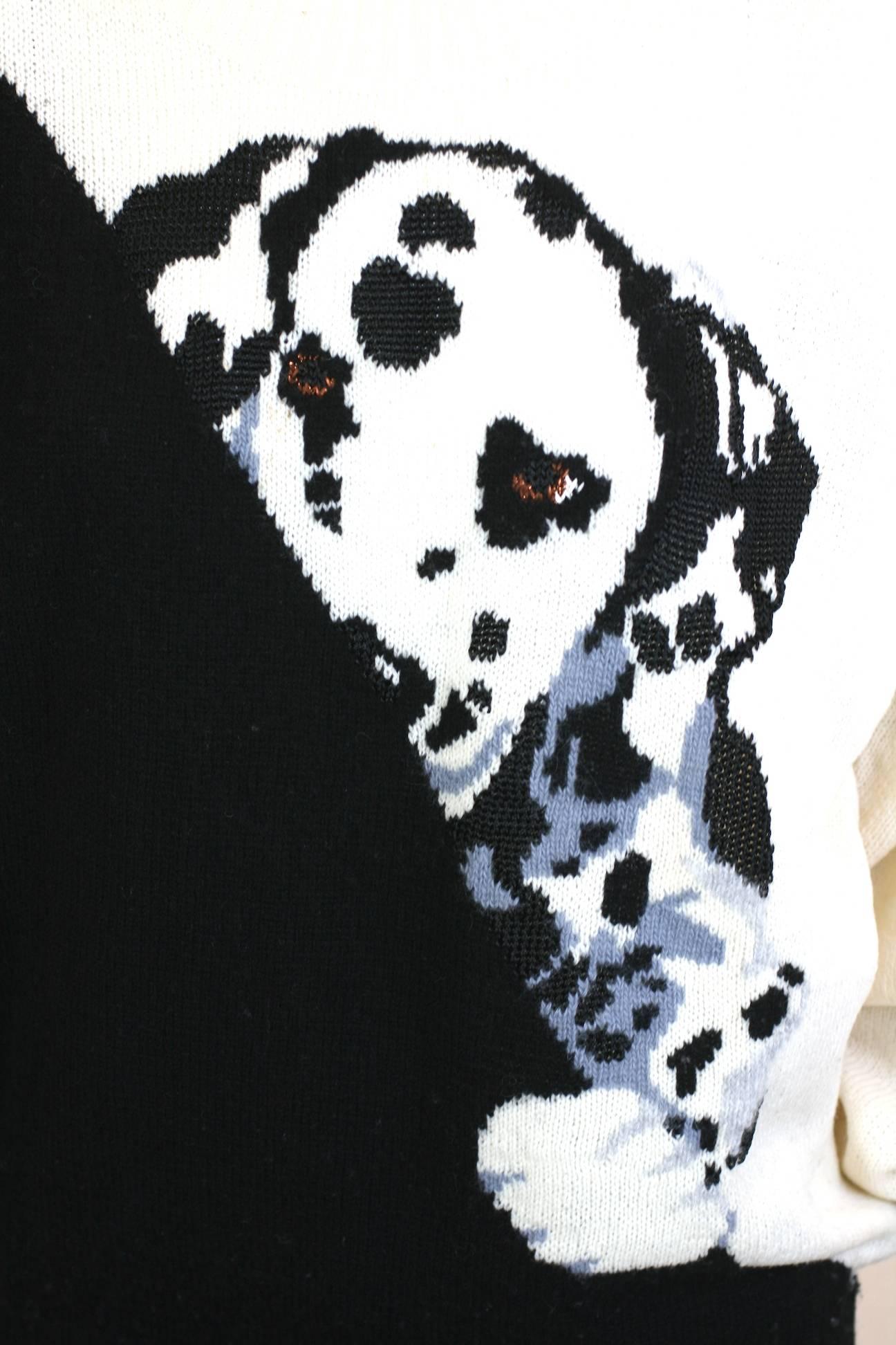Black Krizia Inquisitive Dalmation Puppy Sweater For Sale
