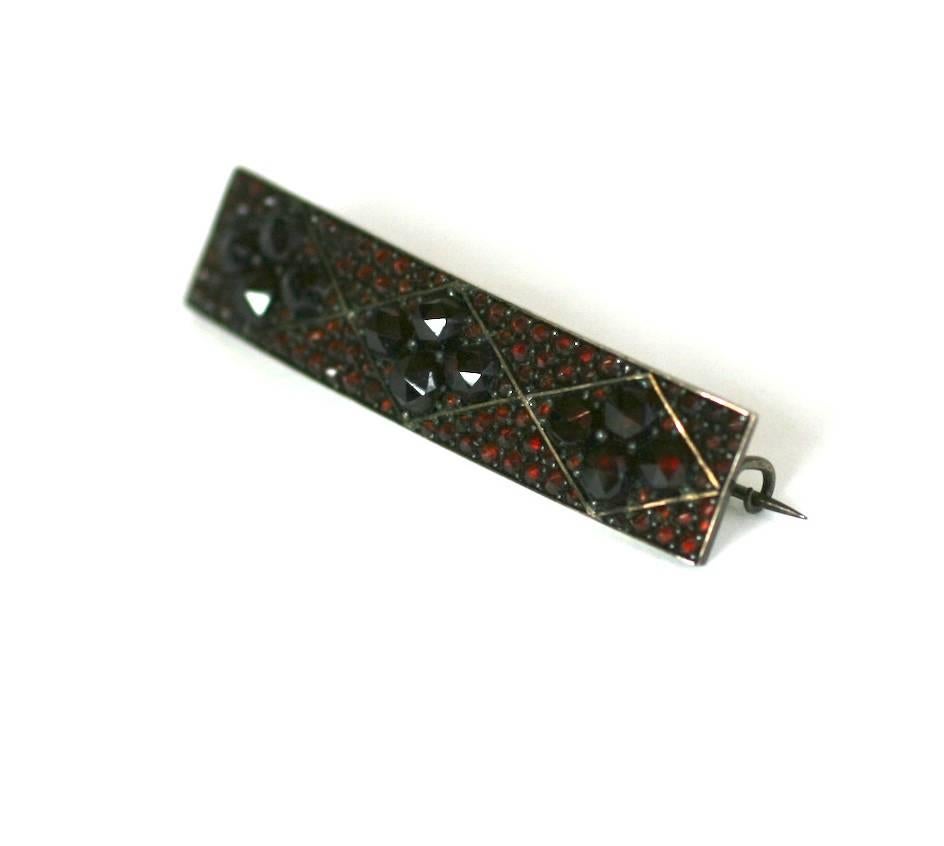 Victorian Garnet Pave Bar Pin In Excellent Condition In New York, NY