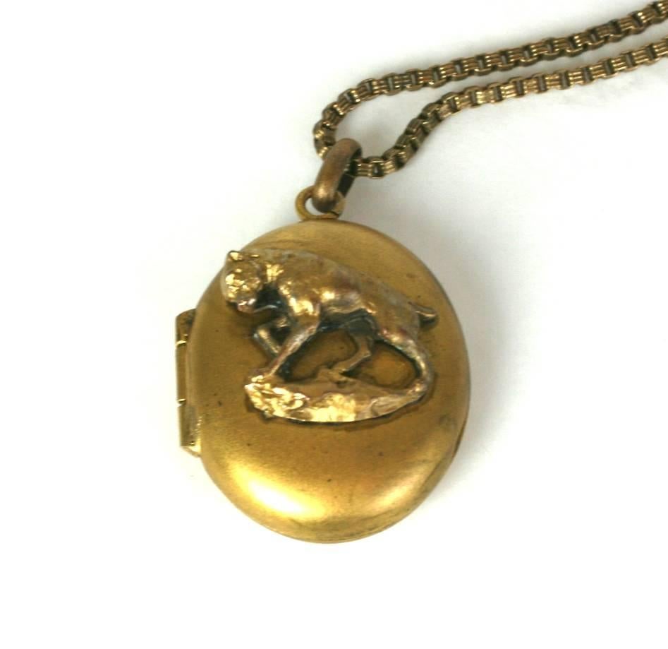 Victorian Gold Filled Dog Locket In Excellent Condition In New York, NY