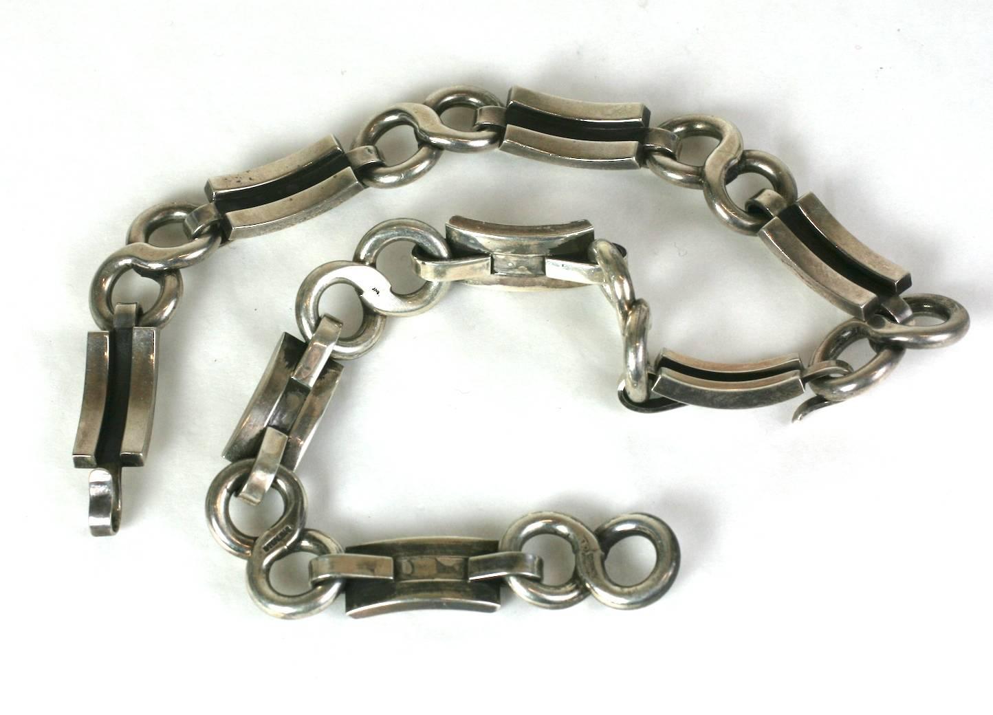 Women's or Men's Pair of Modernist Sterling Bracelets, with Necklace Option For Sale