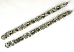 Pair of Modernist Sterling Bracelets, with Necklace Option