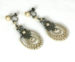 Louis Rousselet Art Deco Pearl Earrings