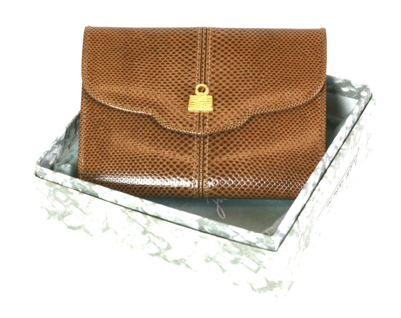 Judith Leiber Snakeskin Wallet with billfold section and change purse under flap. Signature 