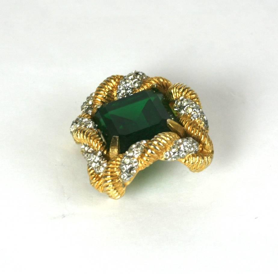 Early K.J.L. Emerald Brooch In Excellent Condition In New York, NY