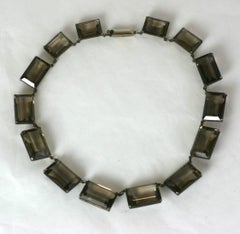 Art Deco Smoky Topaz Emerald Cut Necklace
