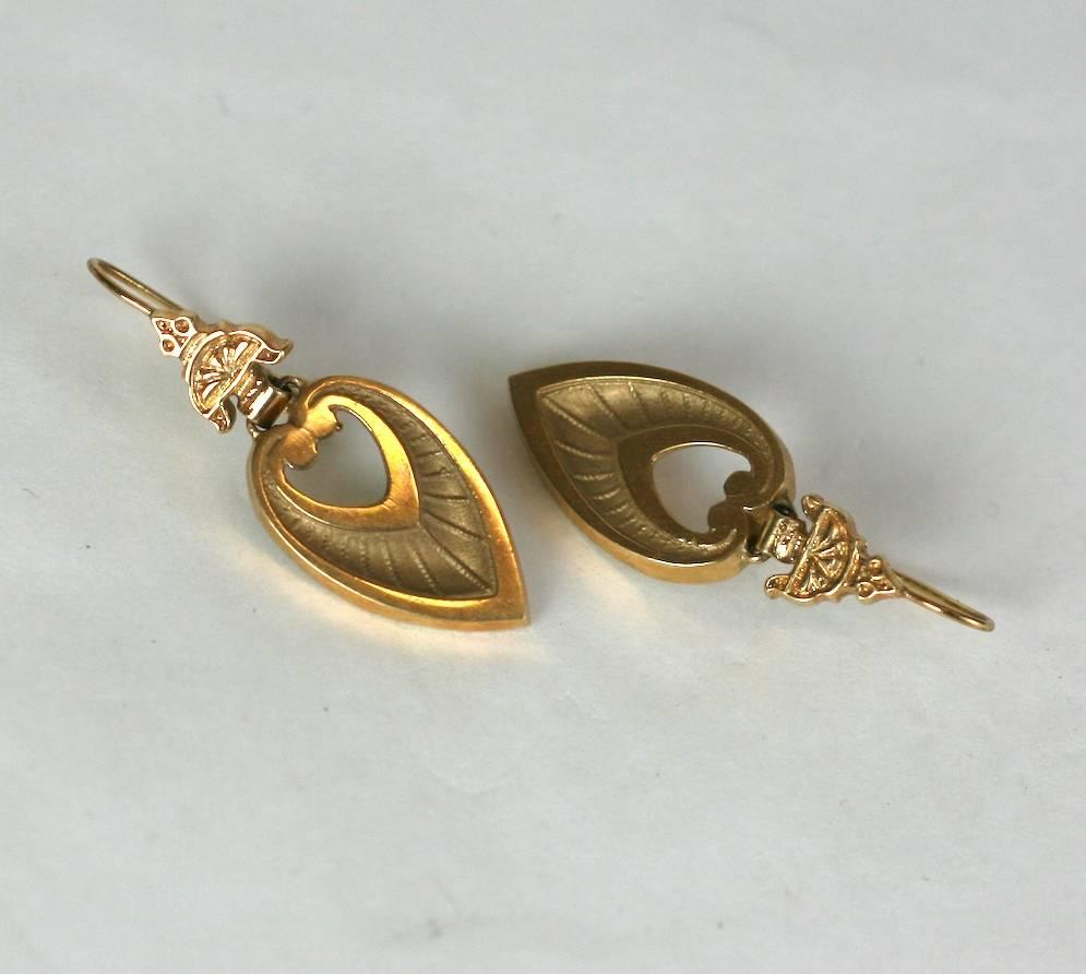 Lovely Victorian Revival Earrings in 14k gold from the 1950's with ear wire fittings.
Excellent condition. 
1.25
