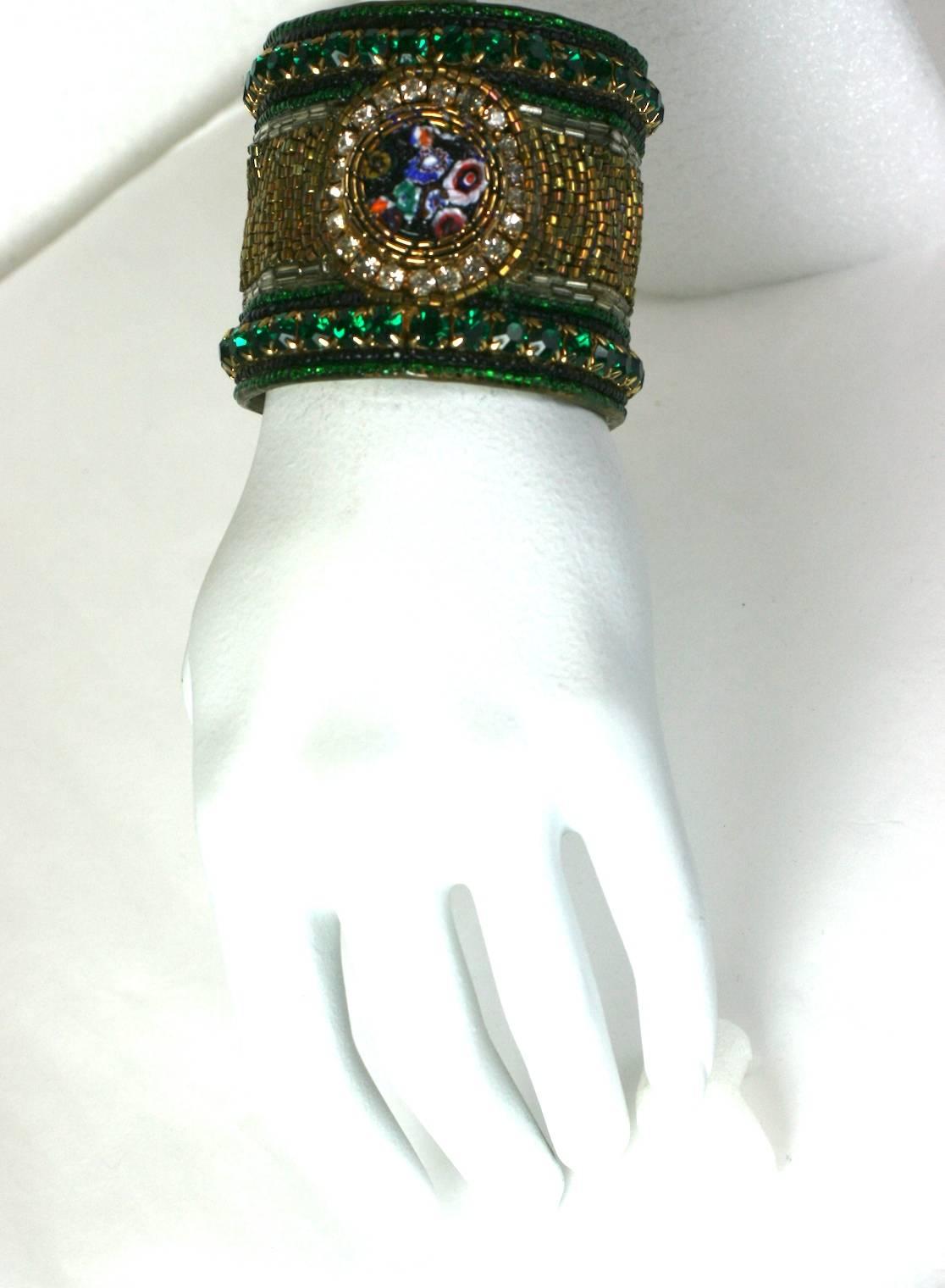 Women's 1980's Mixed Media Beaded Cuff  For Sale