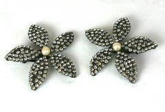 Butler Wilson Pave Flower Earclips