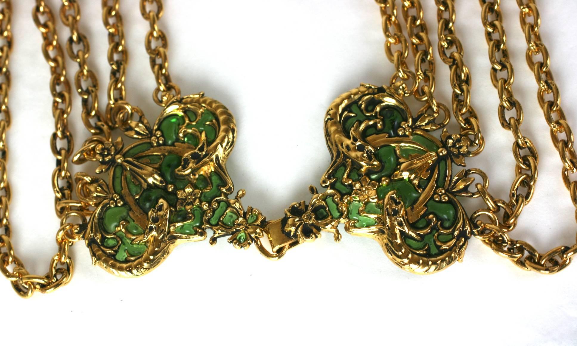 Coco Chanel Early Poured Glass Sea Serpent Belt In Excellent Condition For Sale In New York, NY