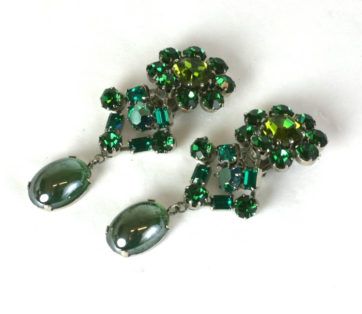 Austrian Emerald Crystal Earrings In Excellent Condition In New York, NY