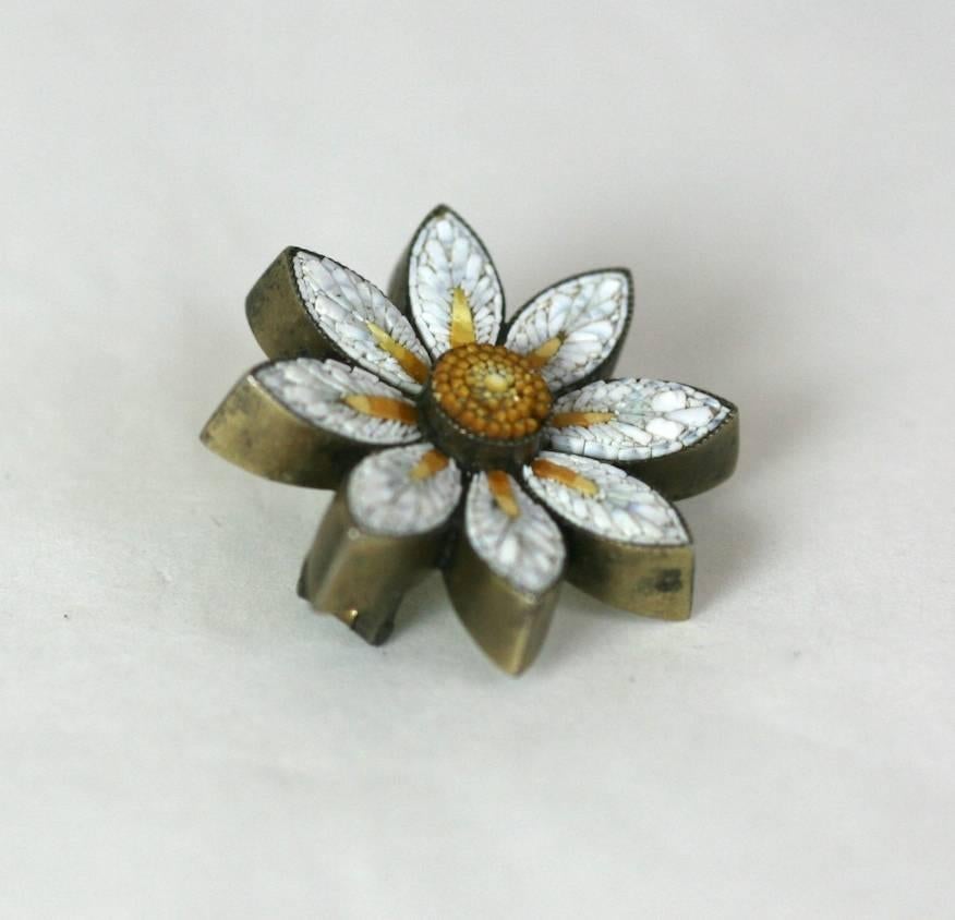 Victorian Micromosaic Daisy Brooch In Excellent Condition For Sale In New York, NY