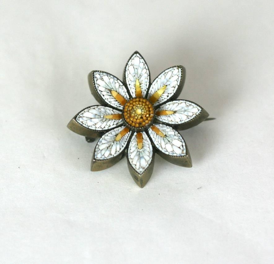 Victorian Micromosaic Daisy Brooch For Sale 1