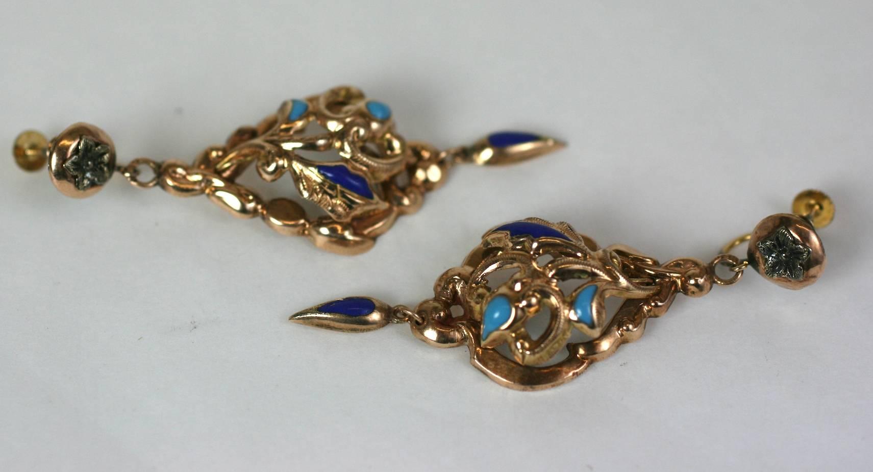 Victorian Enamel Earrings In Good Condition For Sale In New York, NY