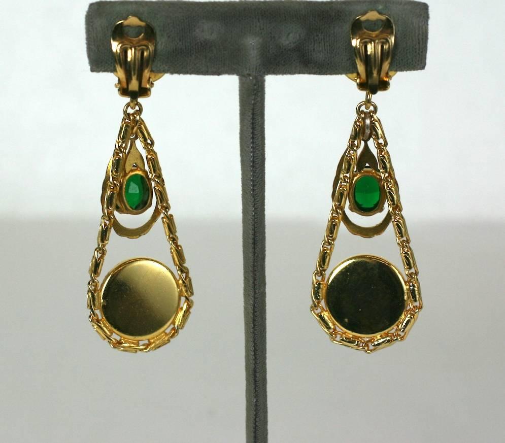 Victorian French Crystal Girandole Long Earrings For Sale