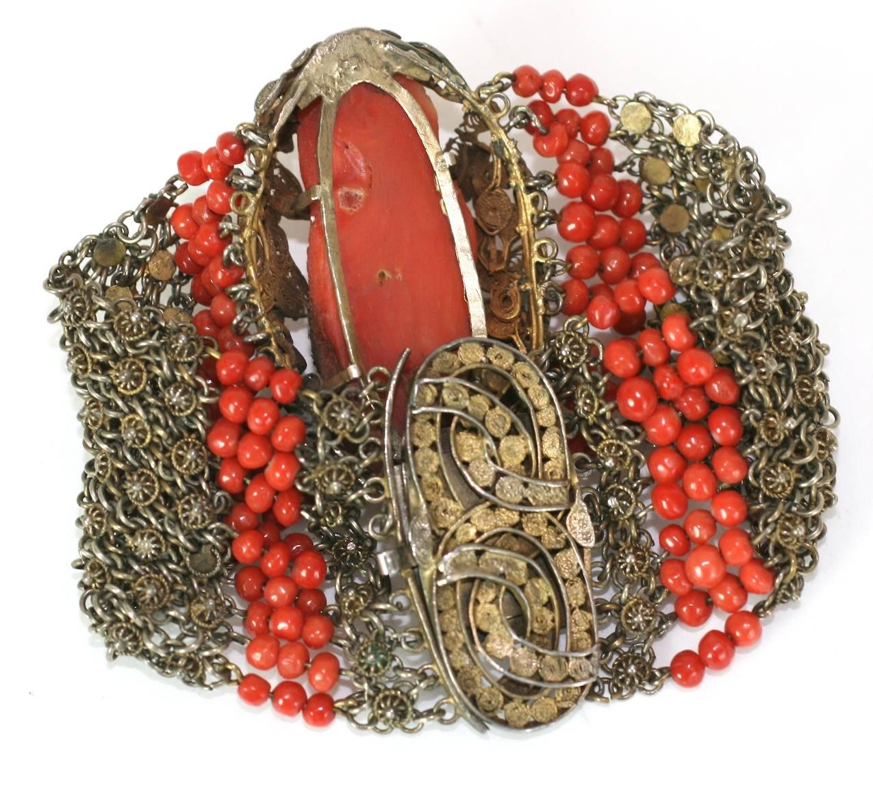 Elaborate Victorian Coral Bracelet For Sale 3