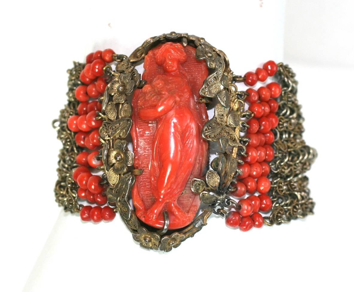 Elaborate Victorian Coral Bracelet For Sale 4