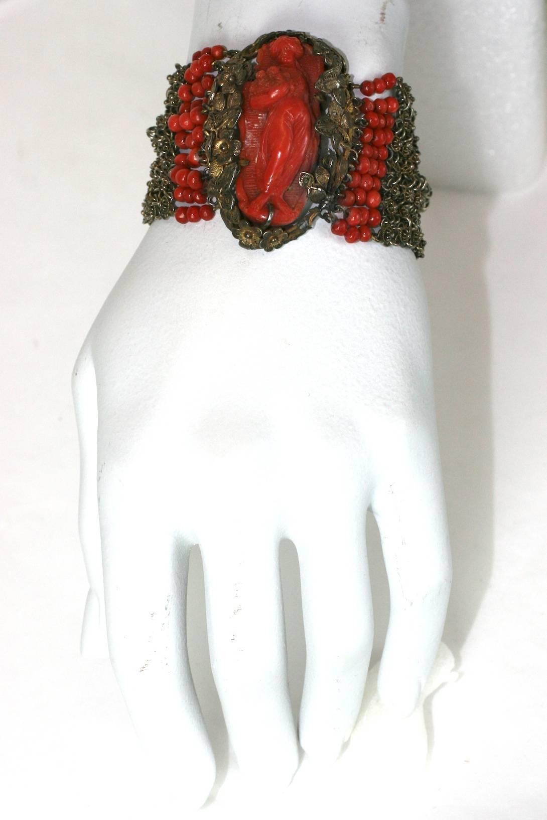 Elaborate Victorian Coral Bracelet For Sale 6