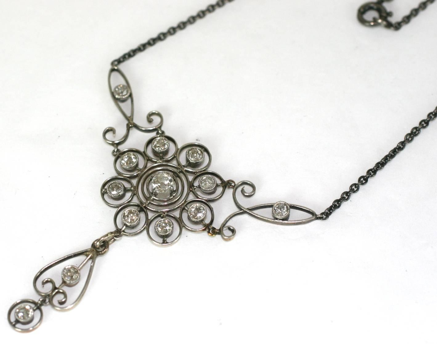 Edoardiano Collana con diamante edoardiana in vendita