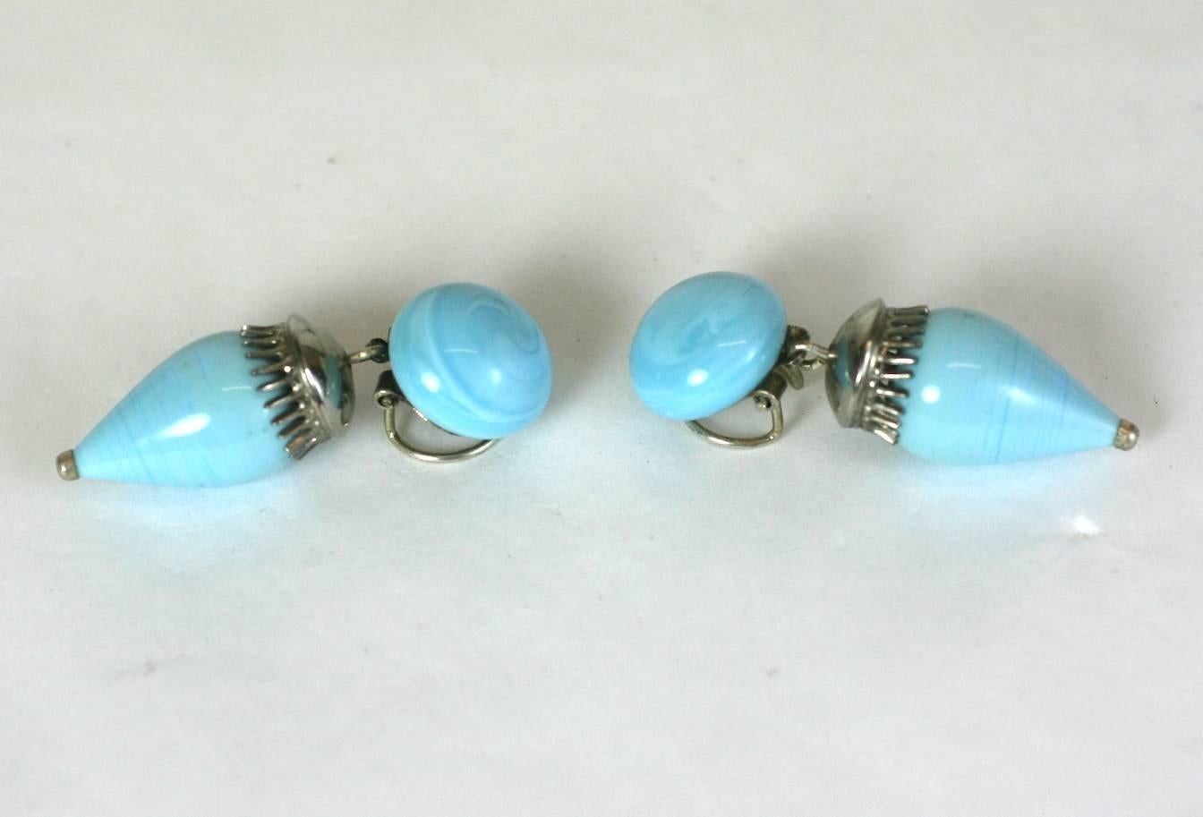Louis Rousselet Faux Turquoise Drop Earrings In Excellent Condition For Sale In New York, NY