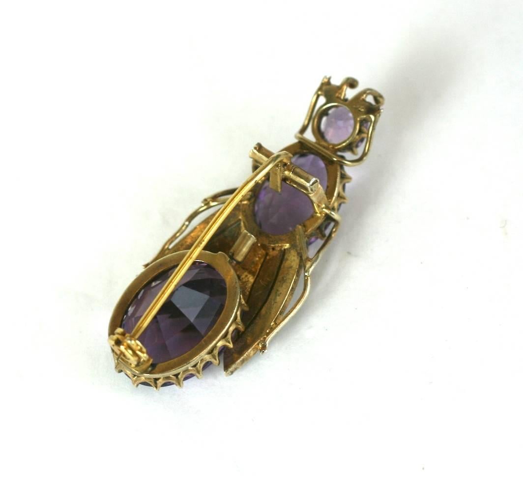 Women's or Men's Victorian Amethyst and Seed Pearl Beetle For Sale