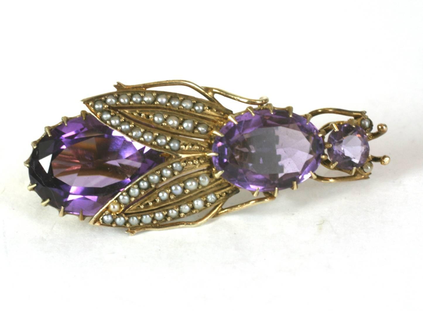 Victorian Amethyst and Seed Pearl Beetle For Sale 1
