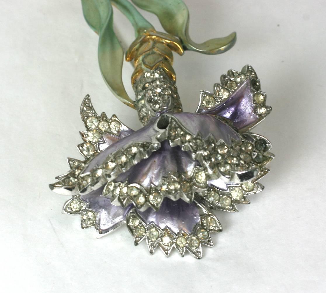 Round Cut Pearlized Marcel Boucher Carnation Brooch For Sale