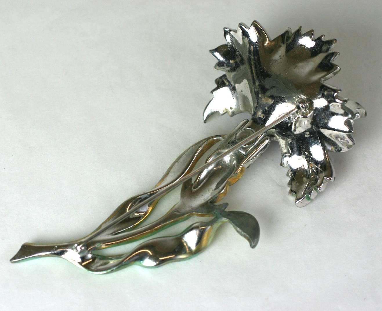 Pearlized Marcel Boucher Carnation Brooch In Good Condition For Sale In New York, NY
