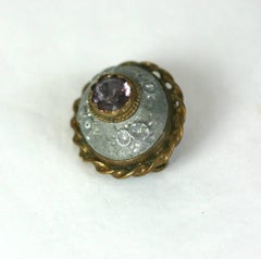 Victorian Aluminum and Amythest Brooch