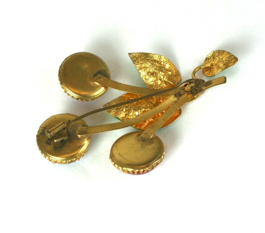 Charming Cis Cherry Brooch  In Excellent Condition For Sale In New York, NY