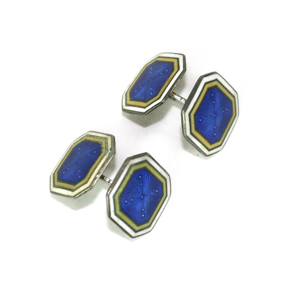 Art Deco Sterling Enamel Cufflinks, Foster and Bailey In Excellent Condition In New York, NY