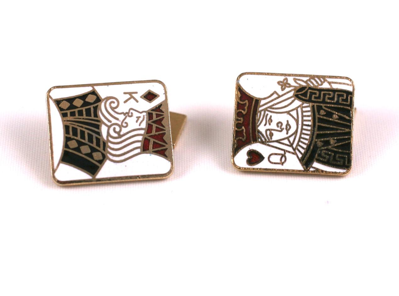 Women's or Men's Enamel King and Queen Cufflinks