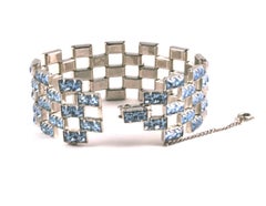 Channel Set Faux Aquamarine Paste Bracelet