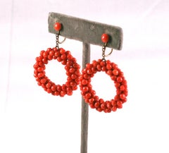 Italian Coral Hoop Earrings